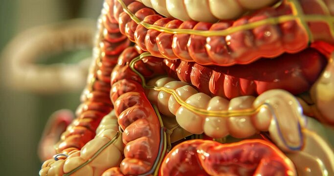 Precision-labeled intestine, featuring duodenum to ileum in high-res, perfect for textbooks