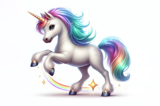 Adorable magic unicorn Isolated on white background
