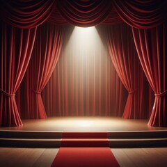 Empty Stage with red curtains template