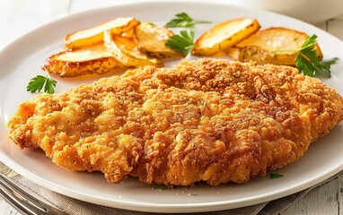 Breaded Chicken Schnitzel and Grilled Potatoes
