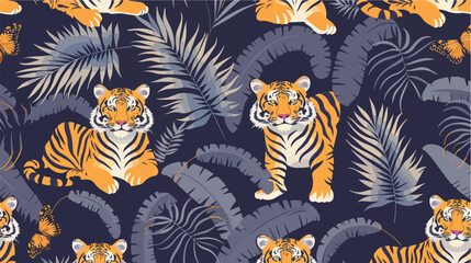 Fototapeta na wymiar Tiger animal pattern. Seamless backgroundd with repeat
