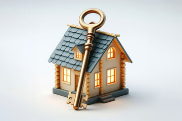 Key in the Shape of House Isolated on white background