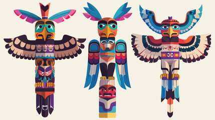 Totem pole. Native American traditional element vector