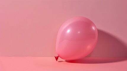 Pink Rubber Balloon Resting on a Pink Surface