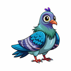 Cartoon Pigeon on White Background