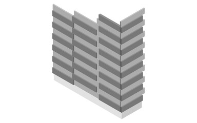 Residential renovation, exterior tiling, isometric illustration