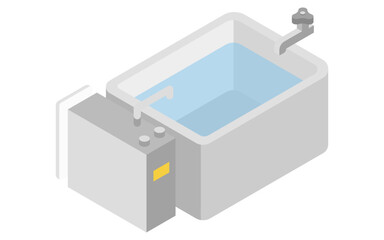 Home renovation, old balanced bath, isometric illustration