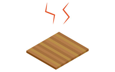 Home renovation, creaky flooring, isometric illustration