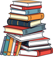 Vector illustration of a pile of hardcover books on a plain white background
