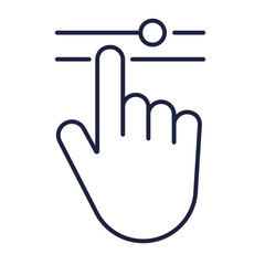 Control panel line icon. Adjustment button with hand symbol. Filter control settings, adjusting concept. Multimedia logo for web and mobile. Setting pictogram. Editable vector stoke. Pixel Perfect.