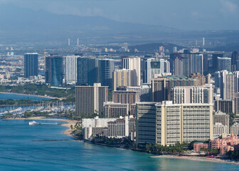 Honolulu from the Diamond Head Crater, Oahu, Hawaii, USA