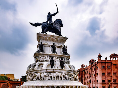 Statue of Maharaja Ranjit Singh in Katra Ahluwalia, Amritsar, Punjab, India