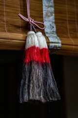 Shinto straw rope called shimenawa in Japanese in Yasaka Temple in Kyoto