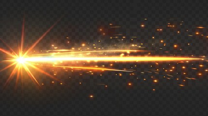 3D modern clip art of realistic sparks of weld blades, fireworks petard flares, and a comet trail. Glittering sparks from an electric circular saw and a flying asteroid isolated on a transparent