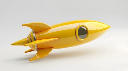 Spaceship rocket. Toy rocket upswing ,spewing smoke. Startup, space, business concept. 3d vector icon. 
