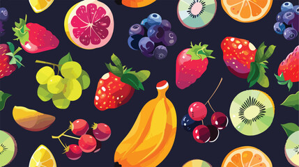 Vector colorful summer fruits and berries seamless p