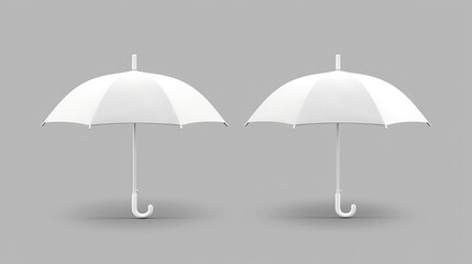 The image consists of a white umbrella, a blank parasol, and a grey background. The design element is isolated on a grey background, which makes it suitable for rainy autumn weather.