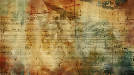 Background textured with old maps, sheet music, or vintage photographs.