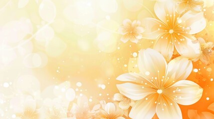 Obraz premium Sunny Watercolor Floral Background with Orange and White Flowers, Artistic Design 