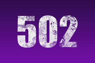 flat white grunge number of 502 on purple background.