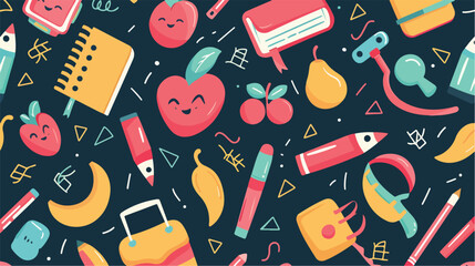 Vector seamless pattern with school supplies. Back to school