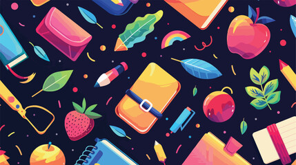 Vector seamless pattern with school supplies. Back to school