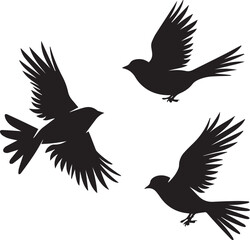 set of silhouettes of birds