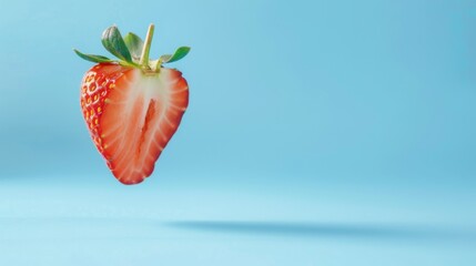 Strawberry Split, Hovering in Atmosphere Amid Blue Backdrop