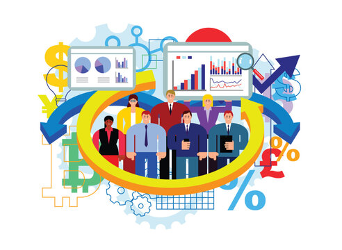 Group of happy businesspeople in successful global business