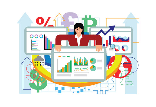 Businesswoman presenting data for successful global business