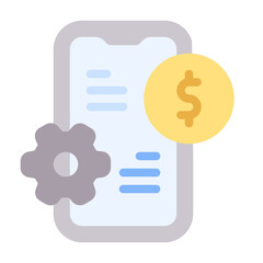 Mobile Icon With Flat Color Style 