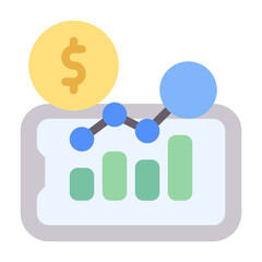 Statistic Icon With Flat Color Style 