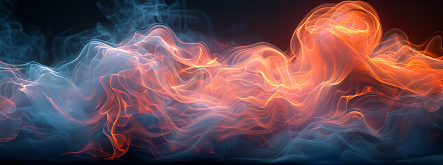 Fototapeta premium a dynamic abstract composition showcasing bold movements of smoke against a dark background. The smoke should twist and turn, creating an energetic and mesmerizing display.