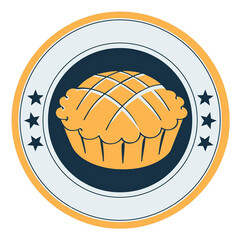 logo avec tarte ou tourte pour patisserie  en ia avec des étoiles
