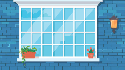 Window frame exterior view. Vector flat style illustration