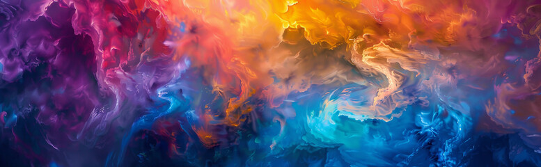 an abstract composition inspired by celestial nebulae, with swirling clouds of colorful smoke drifting through space. 
