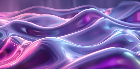 Fototapeta premium Purple wavy iridescent holographic abstract background