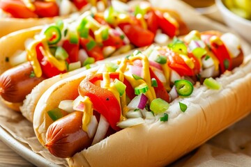 Tantalizing American hot dogs. Eat beef lunch. Generate Ai