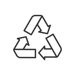 Recycle arrows, in line design. Recycle, arrows, eco, green, environment, sustainability, circular on white background vector. Recycle arrows editable stroke icon.