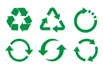 green recycle set icon symbol isolated on white background. save ecology and environment. vector illustration flat design.