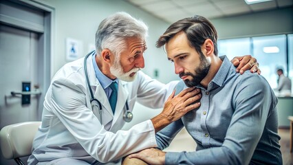 Obraz premium Empathetic Doctor Comforting Overweight Patient After Test Results