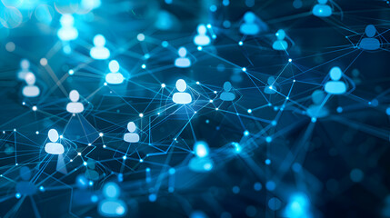 Abstract blue digital network share connections cyber social network system of background illustration 3d rendering.generative ai