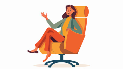 Young happy girl sitting in wheeled armchair. Modern