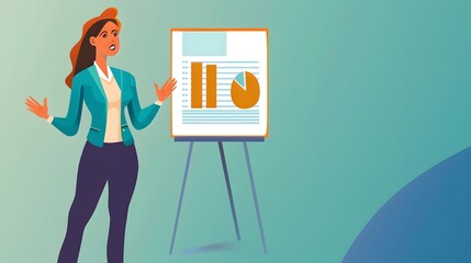 A professional woman giving a presentation with confidence
