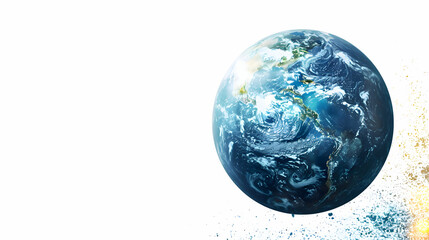 Blue planet earth isolated on white background with clipping path.generative ai