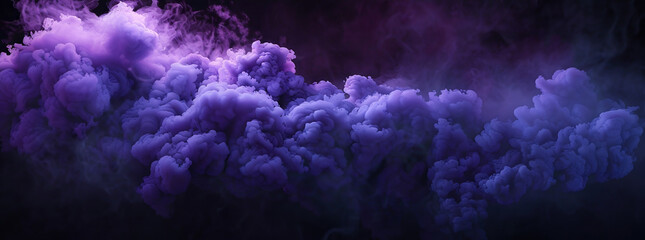 purple smoke cloud on black background, banner design, dark background, cinematic lighting, volumetric light, photorealistic