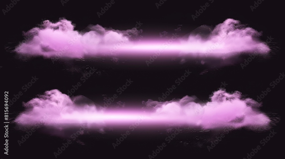 Poster frames with pink smoke clouds isolated on black background. modern realistic set of rectangular and 