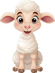 Cartoon funny little lamb sitting