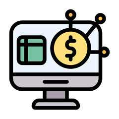 Digital Icon With Line Flat Color Style