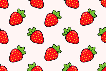 Fototapeta na wymiar Pattern of cartoon strawberries.